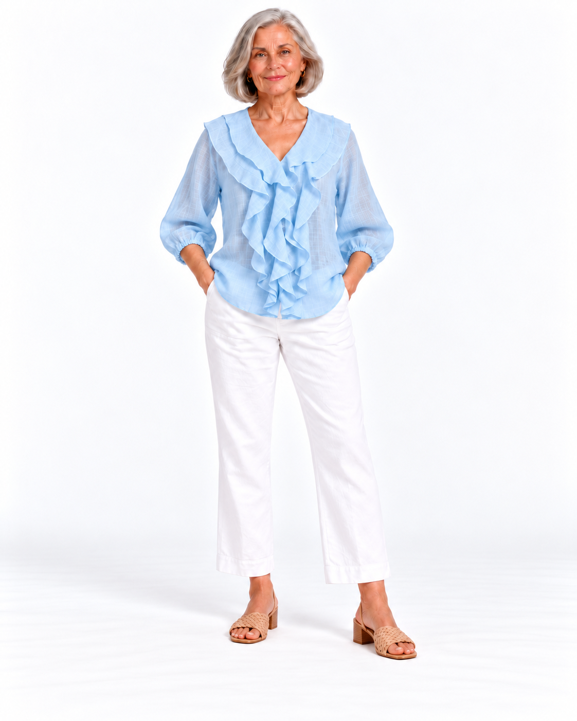 Claire ruffle blouse  sky blue
