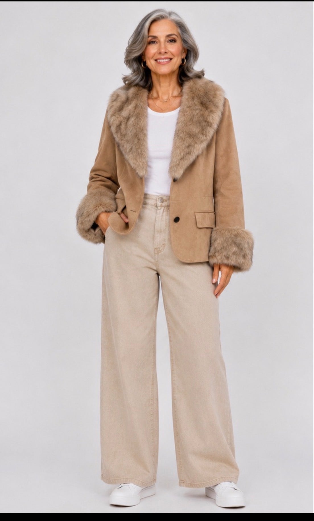 The Aspen Fur-Trim Suede Blazer