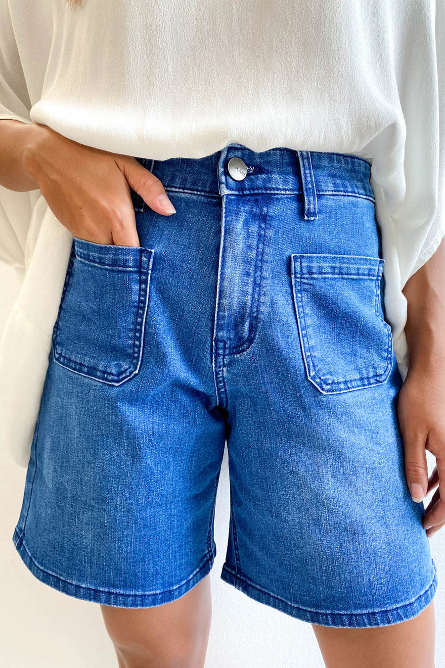 Amy Patch Pocket Denim Shorts