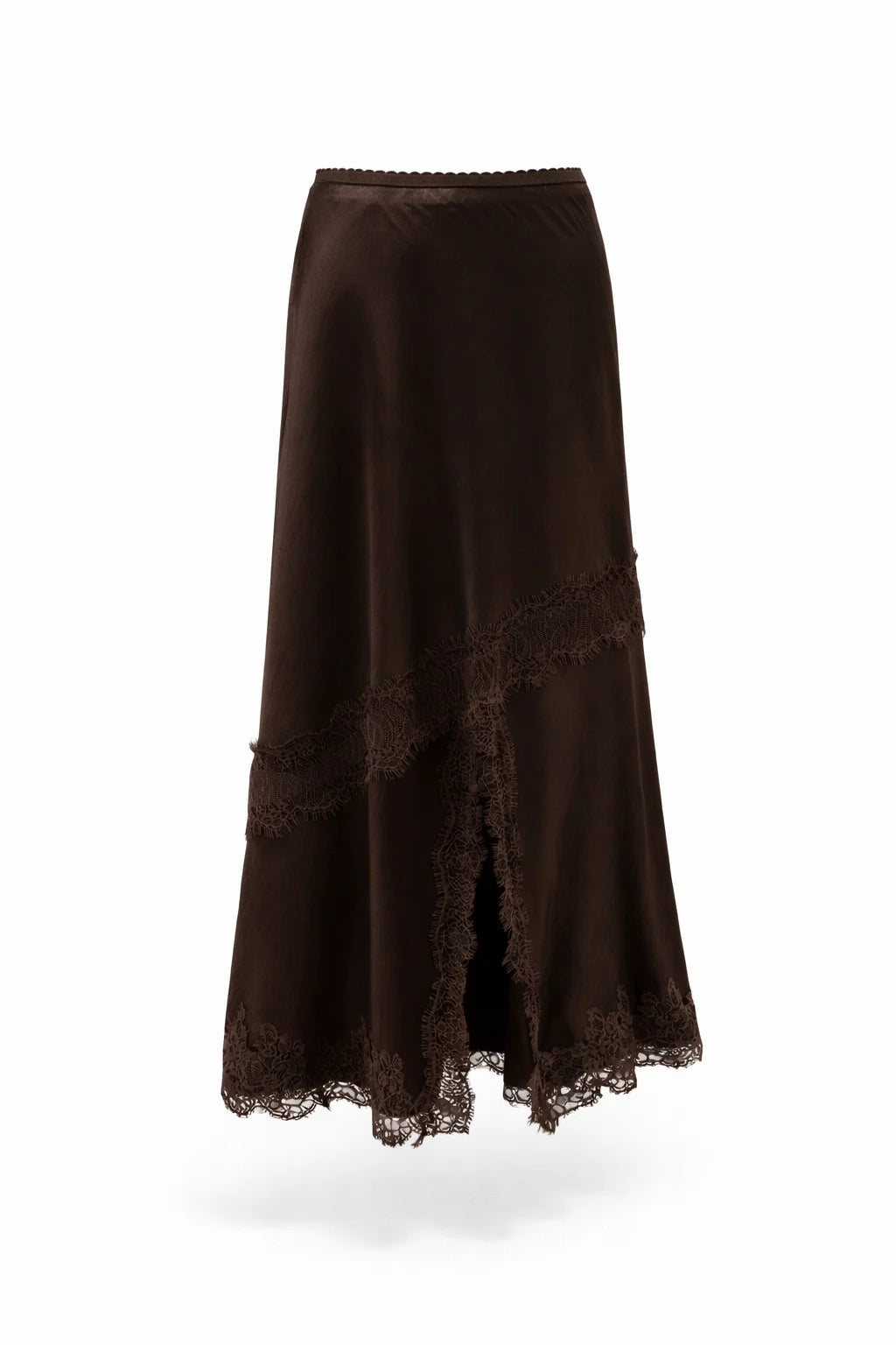 Satin Lace Skirt Chocolate
