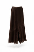 Satin Lace Skirt Chocolate
