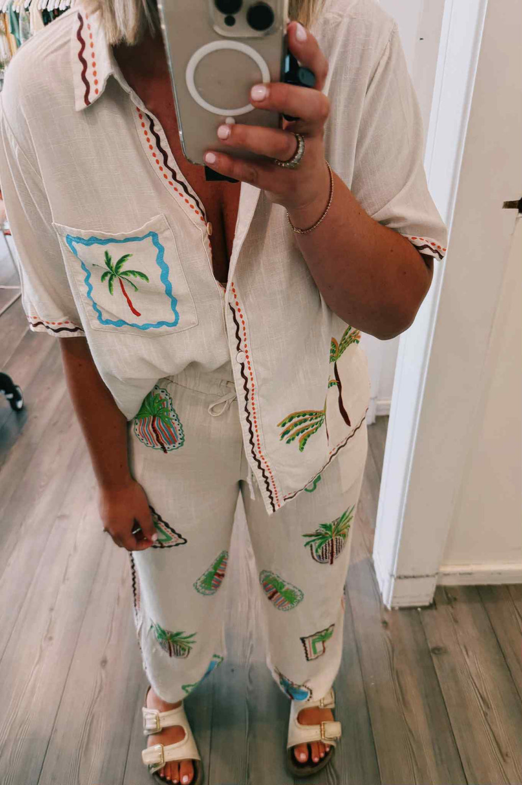 Coastal Postcard Linen Top