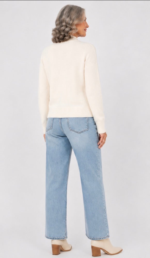 Ruby Luxe Zip Cardigan Cream