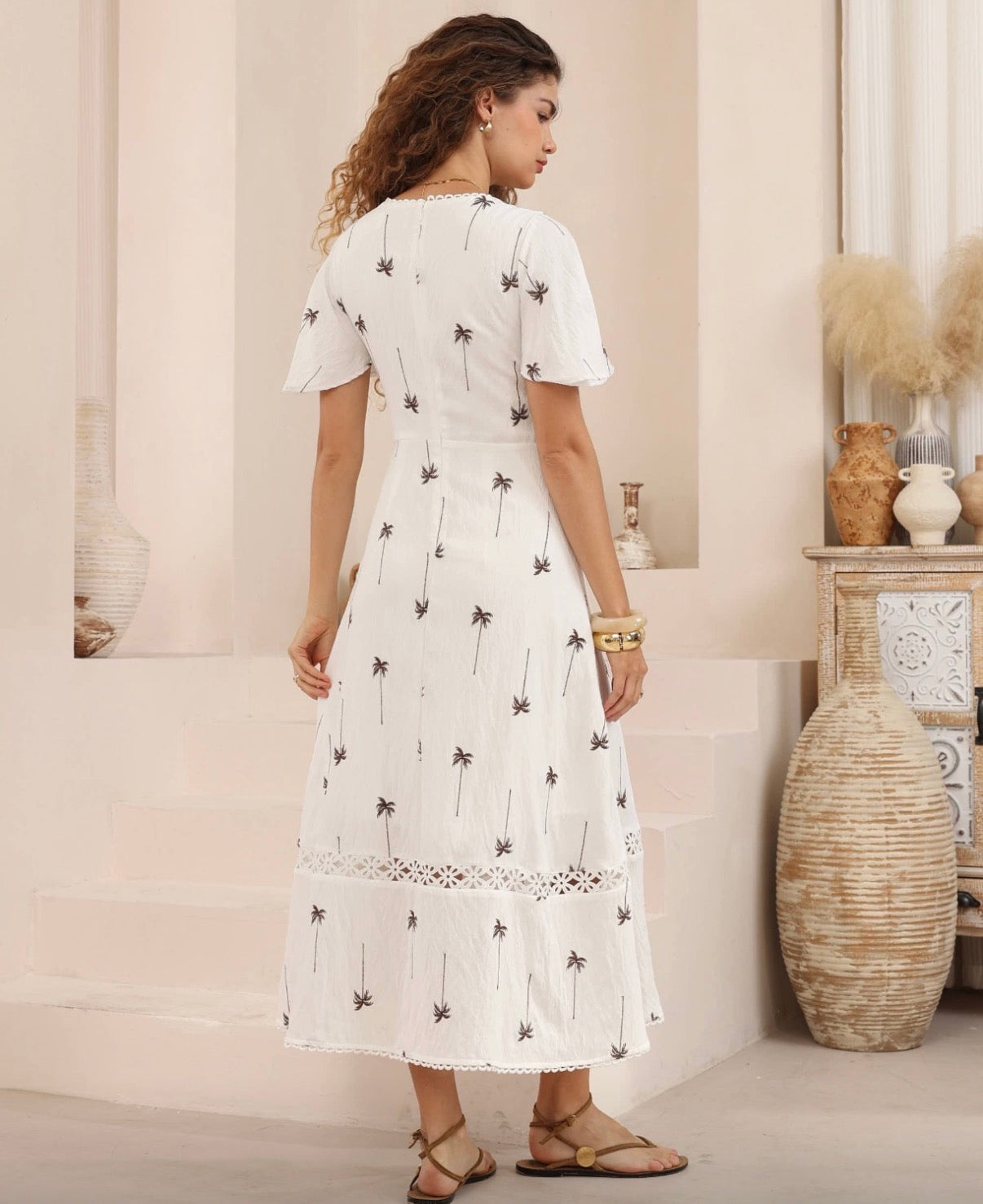 Chocolate palm white dress