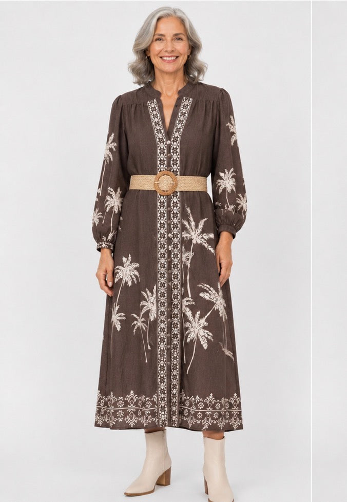 Palm Cove Midi Dress – Chocolate