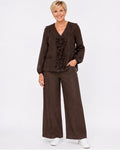 Cocoa Ruffle Linen Blouse
