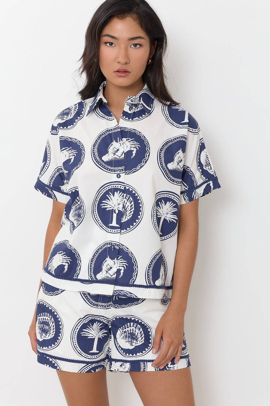 Millie Whitehaven Printed Shirt NAVY