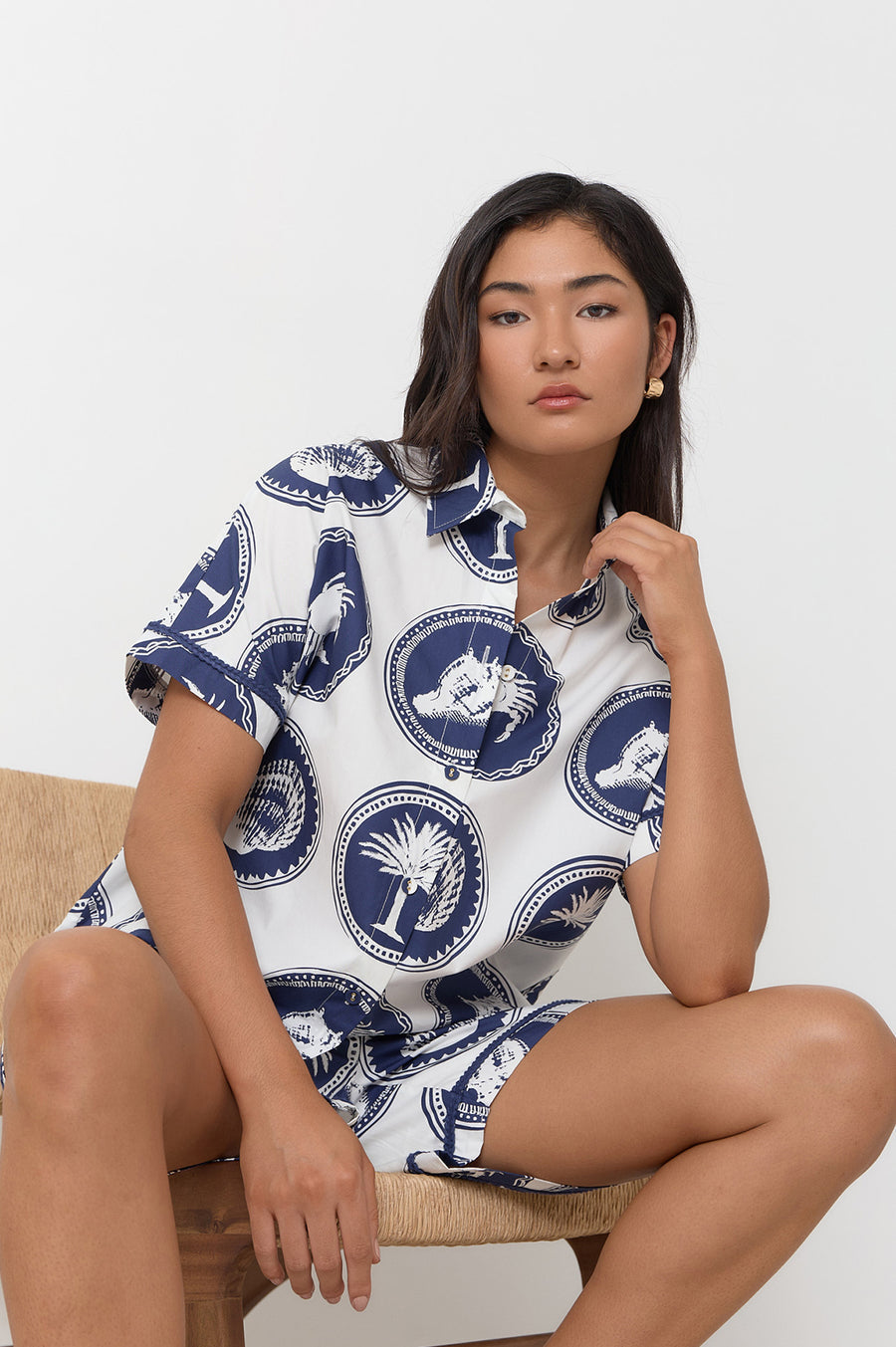Millie Whitehaven Printed Shirt NAVY