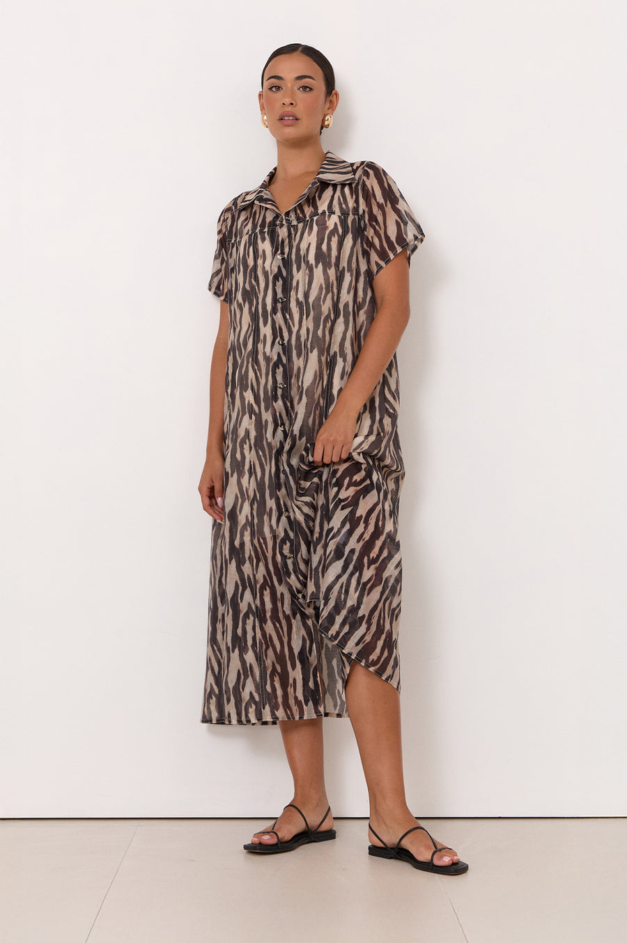 Evelyn Zebra Print Midi Dress