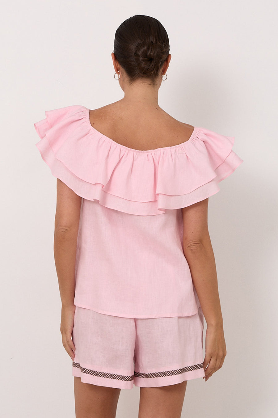 Serena Linen Top Pink