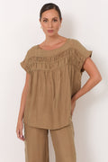 LIRA PLEATED CURPO TOP MOCHA