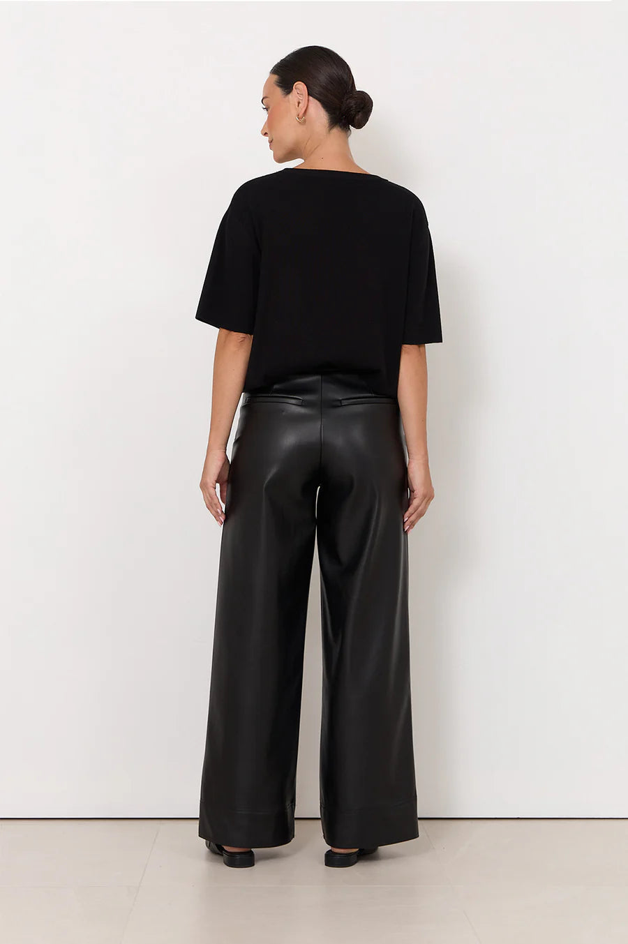 Agatha Faux Leather Pants Black