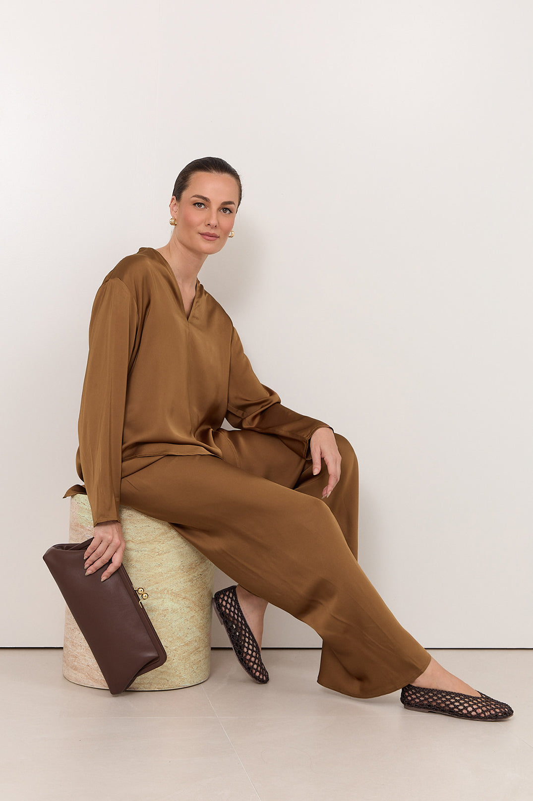 Cairo Bias Cut Pant Toffee