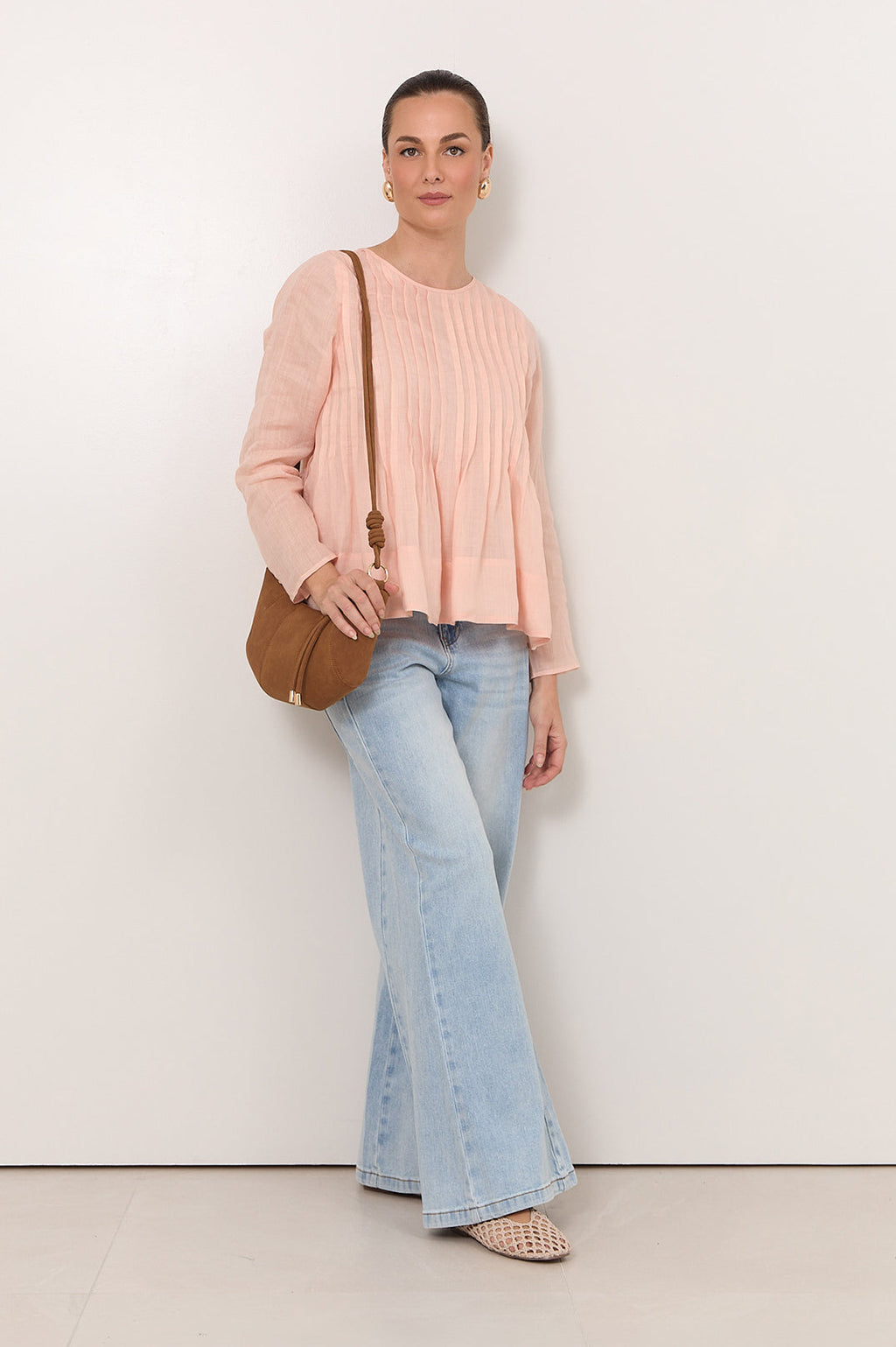 Camille Long Sleeve Pleated Top