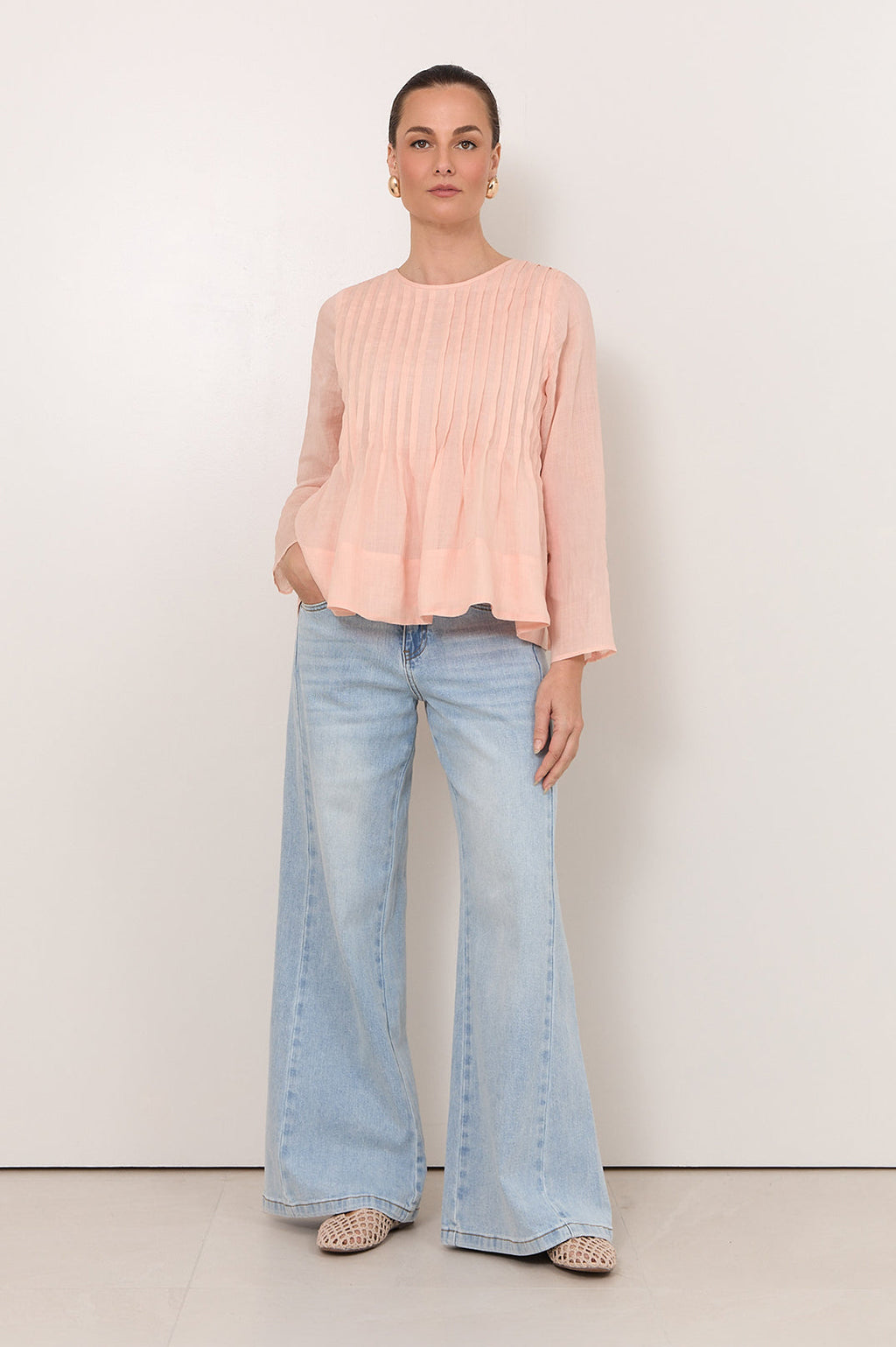 Camille Long Sleeve Pleated Top