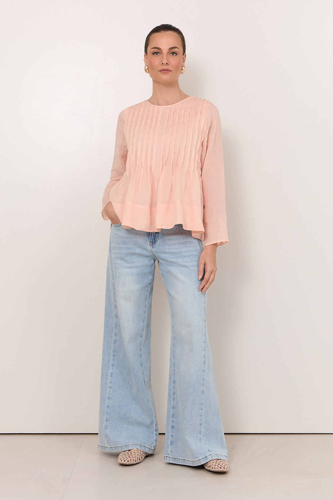Camille Long Sleeve Pleated Top