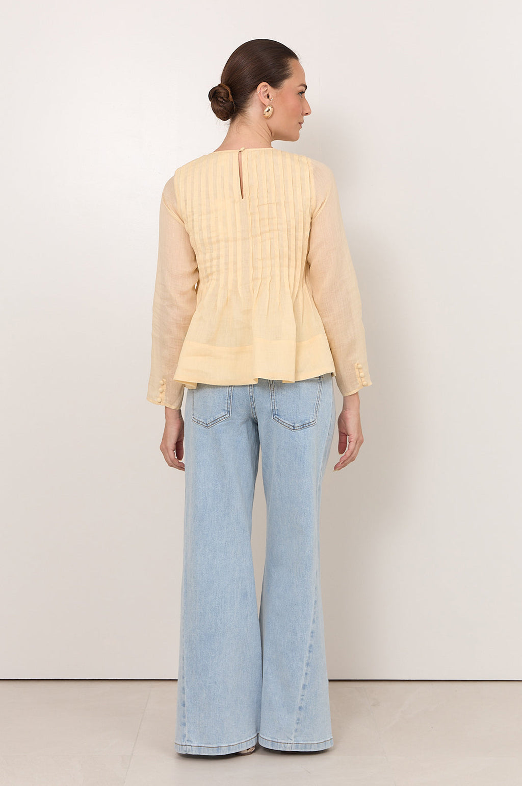 Camille Long Sleeve Pleated ToP BUTTER