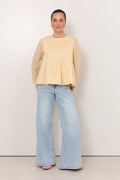 Camille Long Sleeve Pleated ToP BUTTER