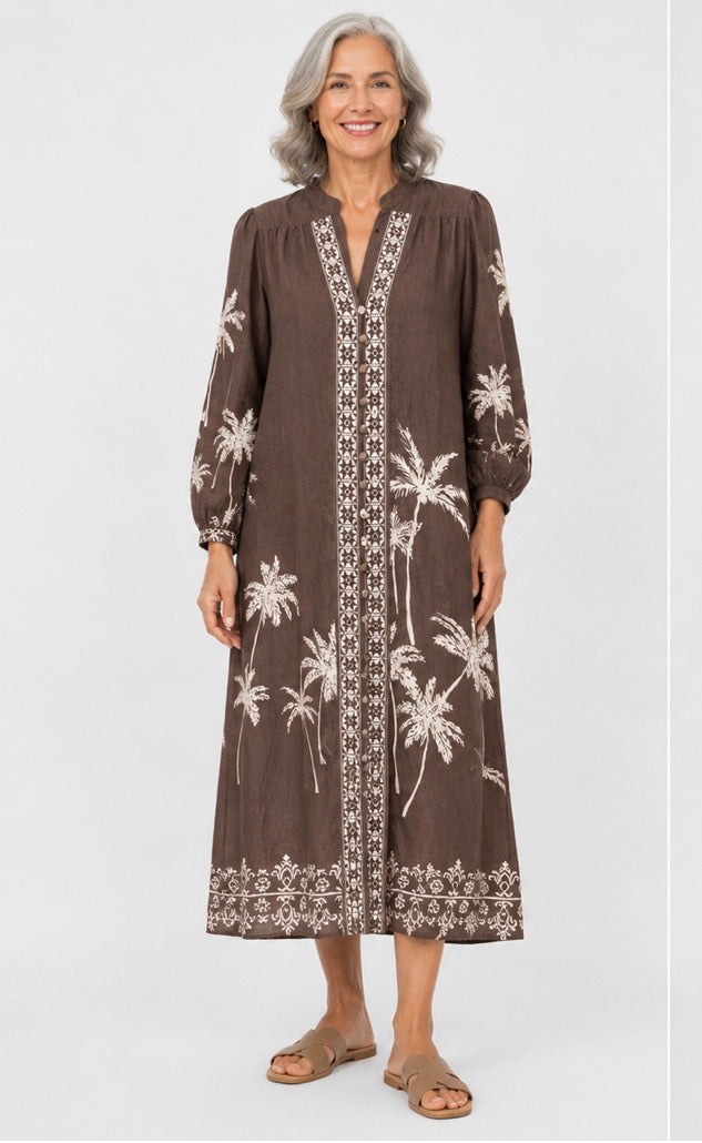 Palm Cove Midi Dress – Chocolate