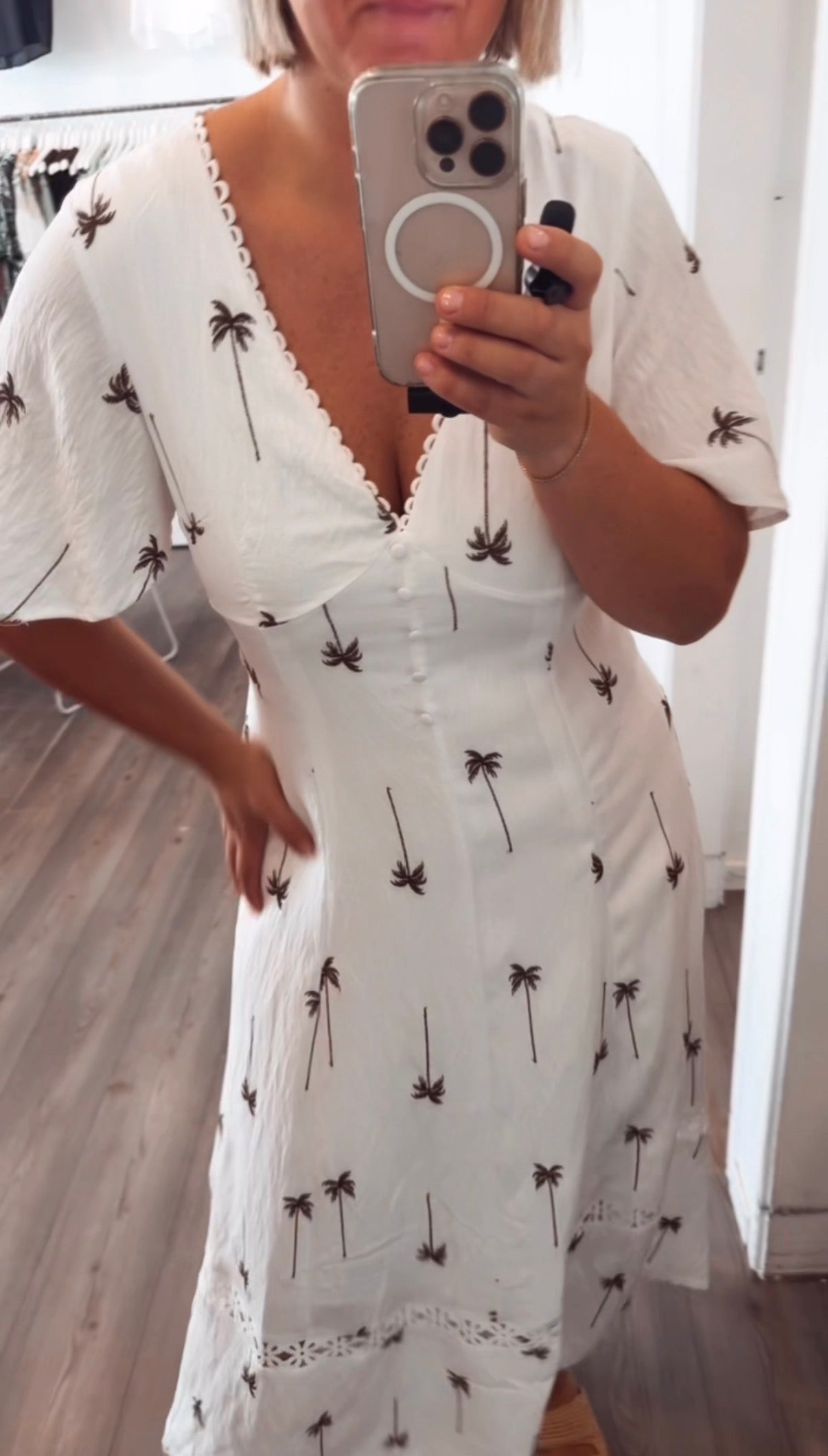 Chocolate palm white dress