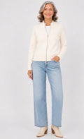 Ruby Luxe Zip Cardigan Cream