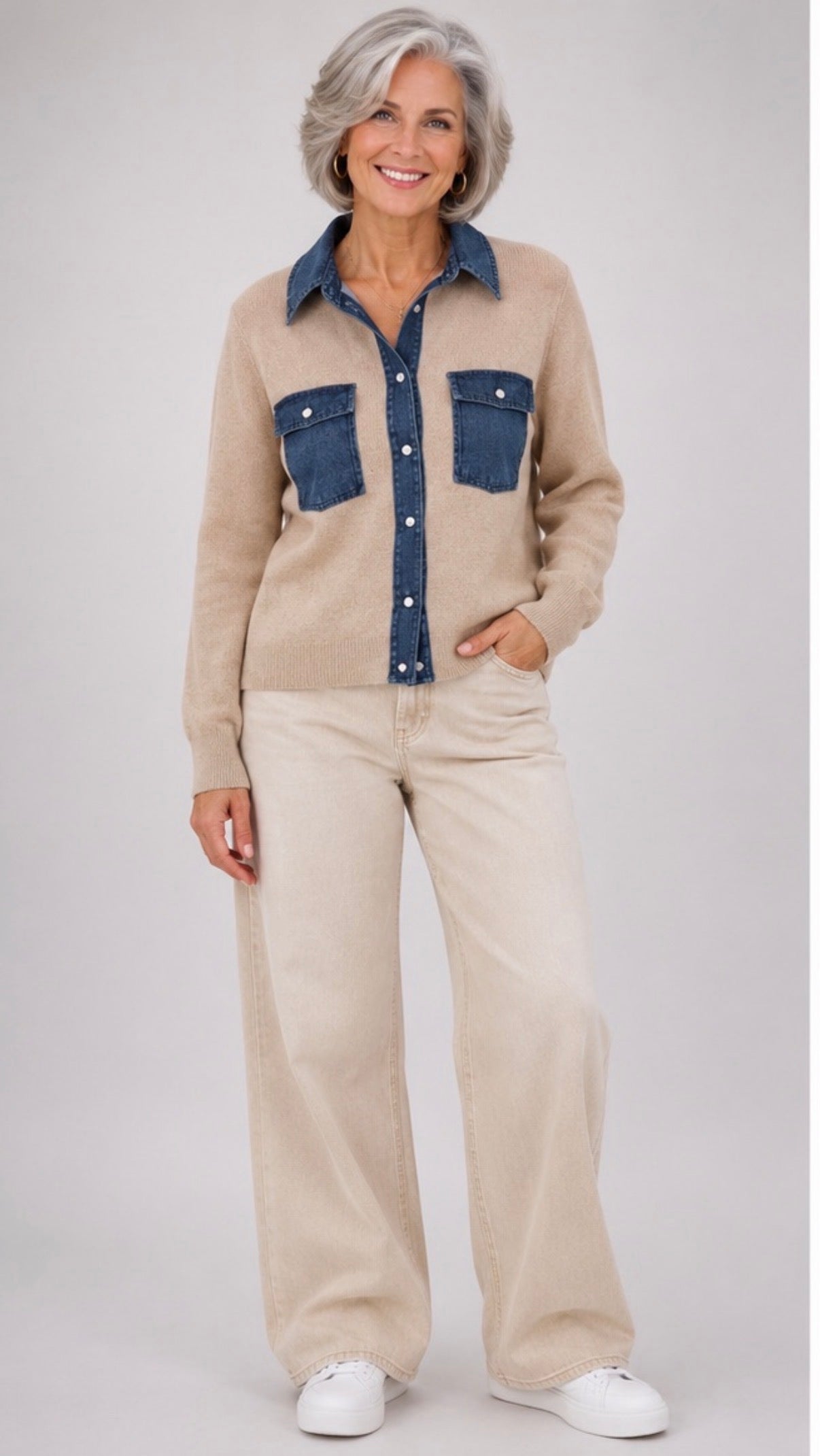 Denim Knit Cardigan