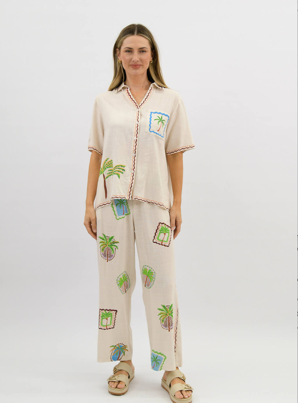 Coastal Postcard Linen Pants