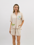 Coastal Postcard Linen Top