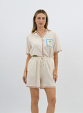 Coastal Postcard Linen Shorts