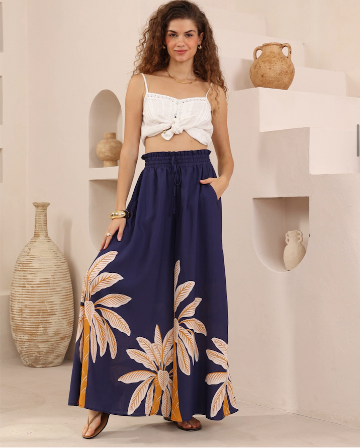 Catherine Navy Print Pants