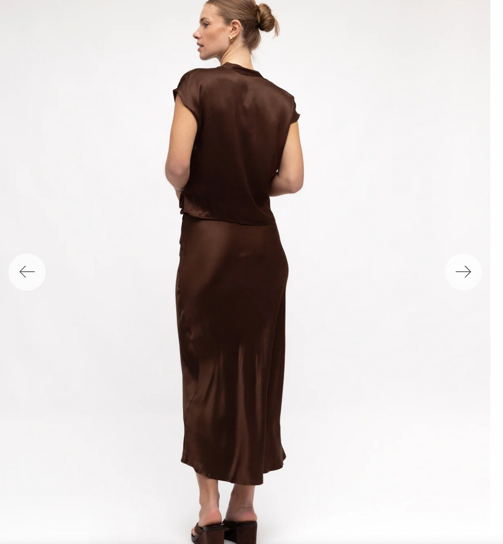 Satin Cross over top Chocolate