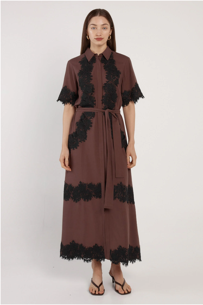 Cyra Linen Lace Dress