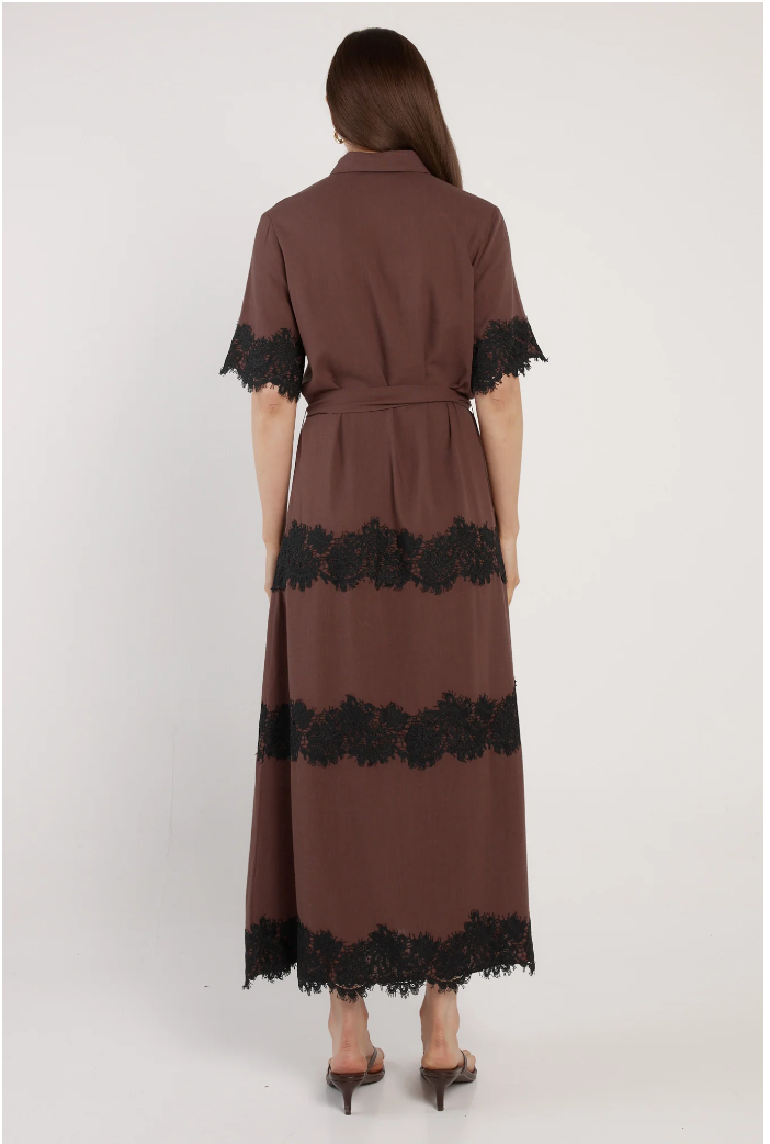 Cyra Linen Lace Dress
