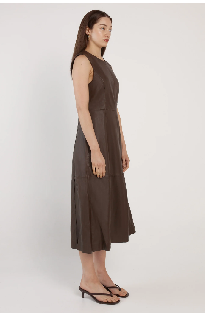 Thessa Leather Dress Chocolate