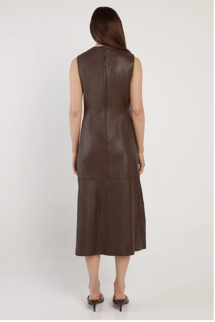 Thessa Leather Dress Chocolate