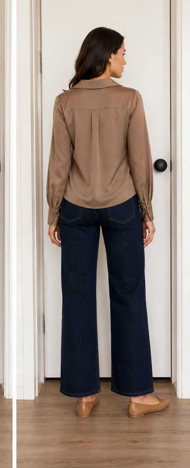 JULIE WRAP BLOUSE MOCHA