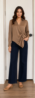 JULIE WRAP BLOUSE MOCHA