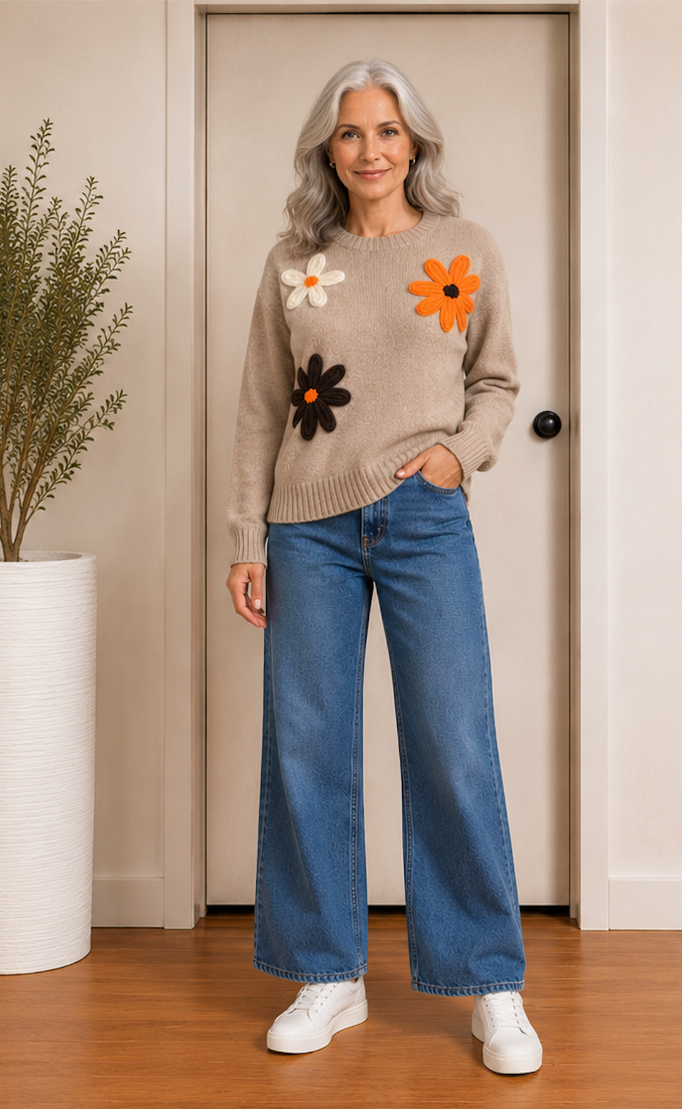 Flower Daisy Jumper Mocha