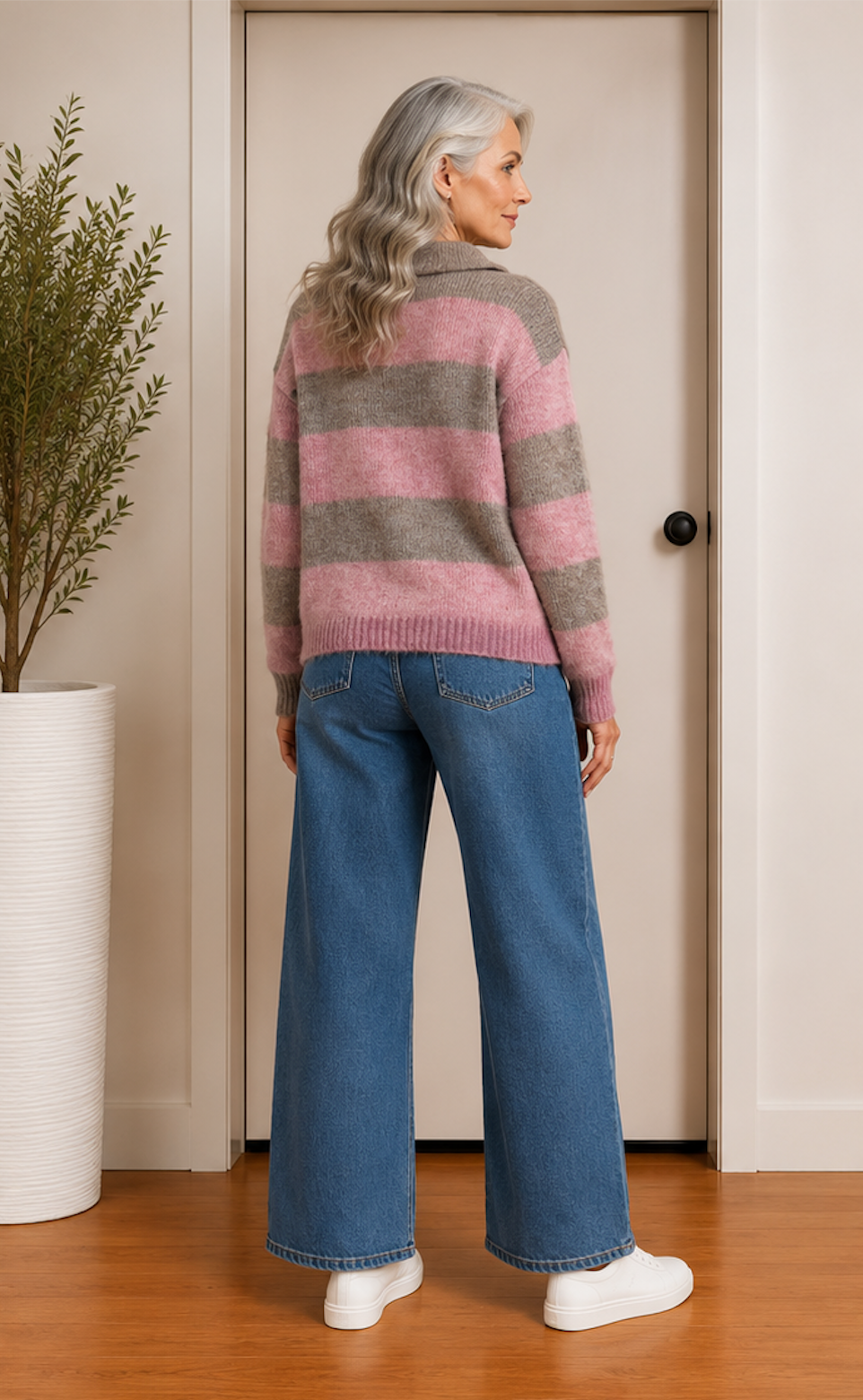 Pink & Tan Collard Jumper