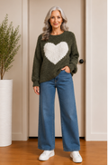 LOVE HEART JUMPER KHAKI