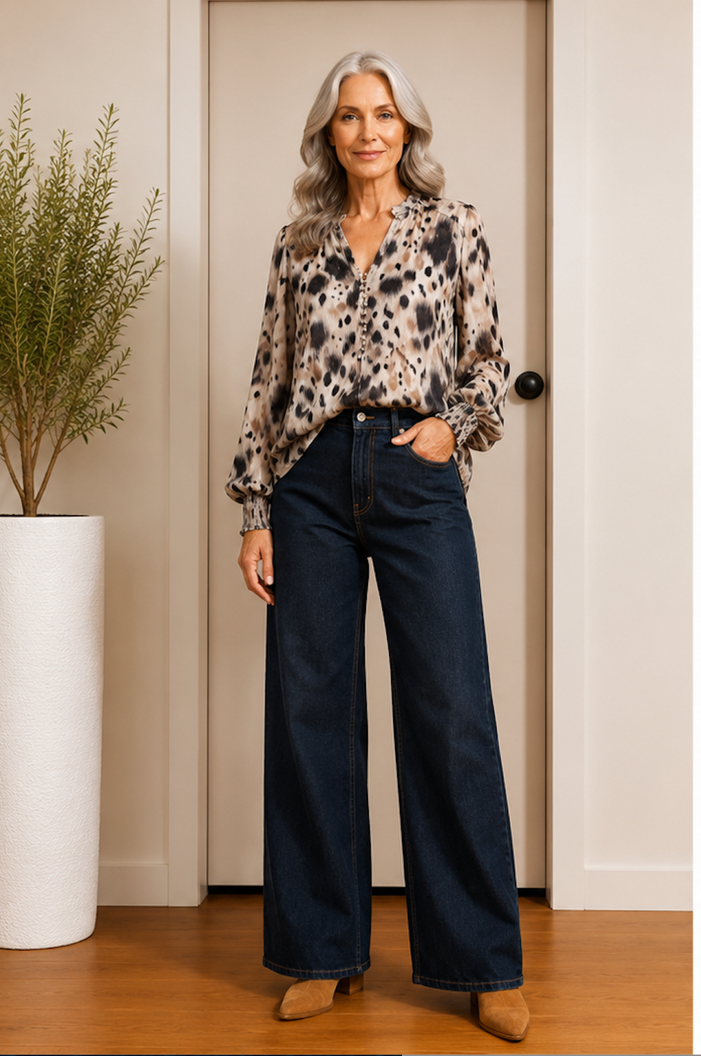 COW PRINT BLOUSE