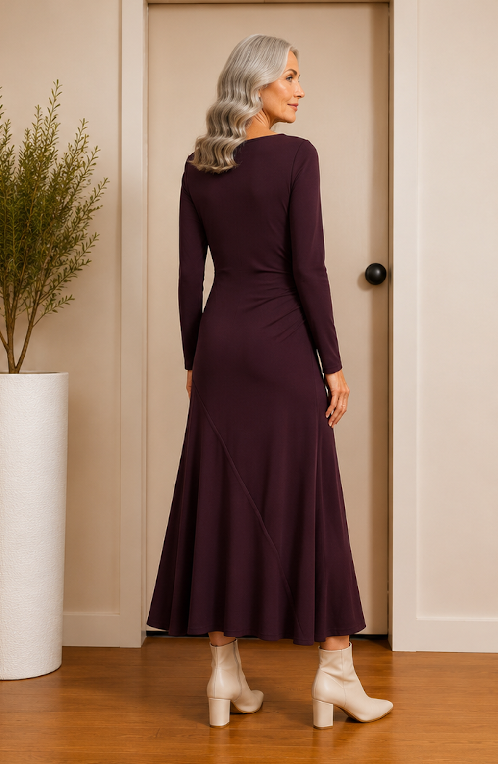 Lyn Tired Jesery Dress Wine